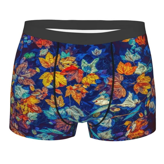 Haiem Colorful Fall Leaves Men's Boxer Briefs, Every Day Comfort Stretch Cotton Moisture-Wicking Underwear-Medium