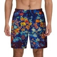 thumbnail image 1 of Haiem Colorful Fall Leaves Mens Swim Trunks with Compression Liner 2 in 1 Swimming Shorts Stretch Swimwear Quick Dry,Board Shorts-Medium, 1 of 9