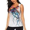 thumbnail image 1 of Haiem Colorful Floral Jellyfish Printed Women's Workout Tank Top, Quick-Dry Sleeveless Gym Shirt, Breathable Lightweight Athletic Top for Running, Yoga, and Casual Wear-Small, 1 of 7