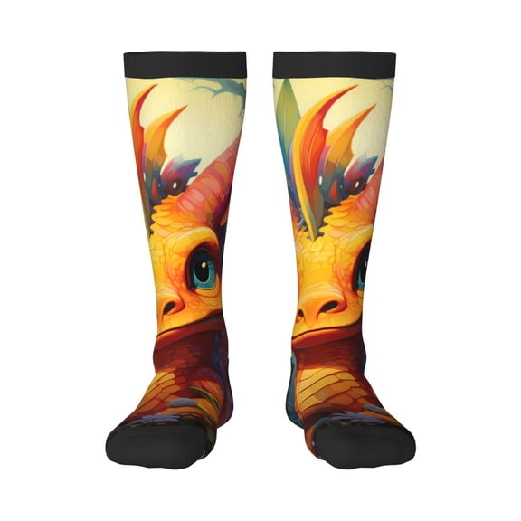 Haiem Colorful Flower Chameleon Socks, Funny Novelty Crazy Design Cotton Socks Sports Socks Knee High Socks For Men, Women,1Pairs - Gift For Working Friends