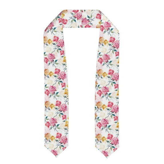 Haiem Colorful Flowers Pattern Graduation Stole 2024 | Premium Satin Sash for Graduation Ceremony