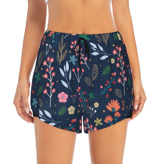 Haiem Colorful Flowers Women's 2 in 1 Running Shorts - Lightweight Athletic Workout Gym Yoga Breathable Sports Shorts Liner with Phone Pockets-XX-Large