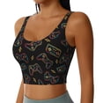 thumbnail image 1 of Haiem Colorful Game Controller Pattern Womens Sports Bra - U Neck Padded Low Impact Yoga Bra Workout Crop Top Gym Moisture-Wicking Workout Vest -, 1 of 9