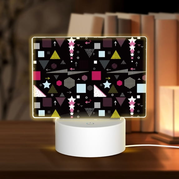 Haiem Colorful Geometry Pattern Acrylic Night Light Gift with 3 Color ModesTouch-Sensitive LED Lamp Perfect Gift for Mother's Day, Birthday, or Christmas