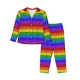 thumbnail image 1 of Haiem Colorful Glitter Rainbow Pattern Women’s Long-sleeve Sleepwear,Sleepwear Set,2-piece Loungewear Set,Soft PJs Comfy Nightwear with Pockets-Medium, 1 of 7