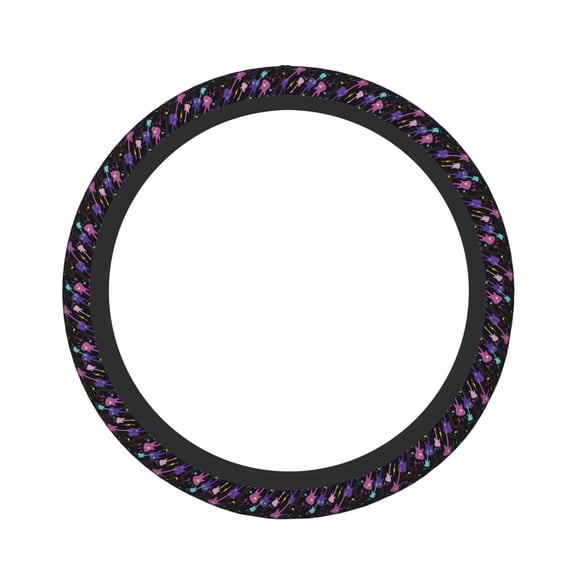 Haiem Colorful Guitar Print Steering Wheel Cover 15 Inches for Women Men, Neoprene Anti-Slip Cute Car Steering Wheel Grip Wrap Car Accessories Protective Case Cover for Vehicle Truck SUV