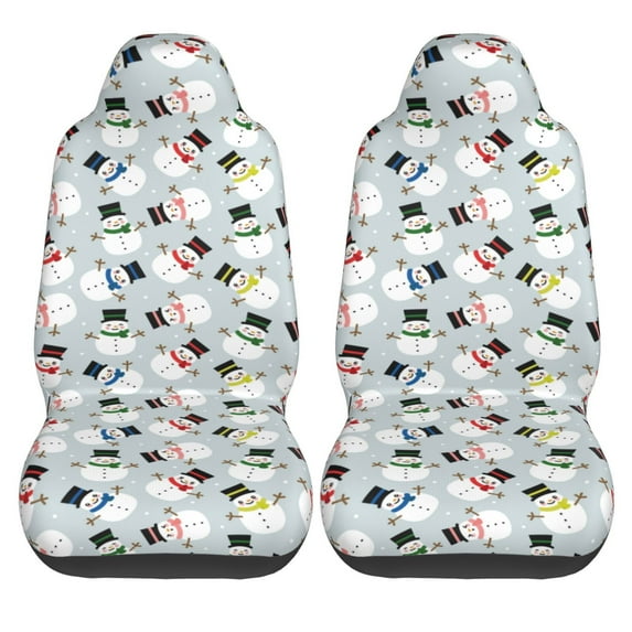 Haiem Colorful Hat Snowman Printed Car Seat Covers Set of 2, Universal Fit Car Seat Covers,Protective Seat Covers,Comfortable Car Seat Covers, Easy Installation Seat Covers