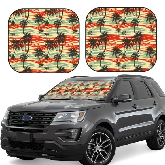 Haiem Colorful Hawaii Palms Car Windshield Sun Shade (2 Pieces) Foldable Windshield Sun Shade Car Accessories for Truck SUV Pickup-Medium