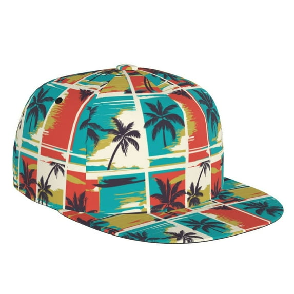 Haiem Colorful Hawaii Palms Classic Snapback Cap Flat Bill Hat Baseball Cap Adjustable Size Cotton Dad Hat