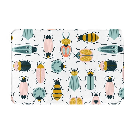 Haiem Colorful Insects Front Door Mat Indoor Outdoor Entrance, Waterproof All-Season, All-Weather Doormat, Durable Flannel Fabric, Fade Resistant, Low Profile, 16x24in
