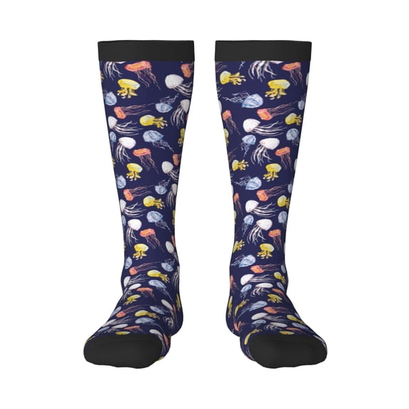 Haiem Colorful Jellyfish Socks, Funny Novelty Crazy Design Cotton Socks Sports Socks Knee High Socks For Men, Women,1Pairs - Gift For Working Friends