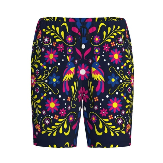 Haiem Colorful Mexican Men's Pajama Short with Soft Woven Cotton Elastic Waistband Sleep Short-Large