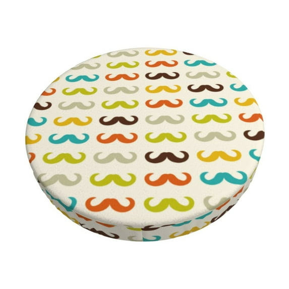 Haiem Colorful Mustache Cushion Round Bar Chair Seat Cover Bar Chair Cushion Covers Elastic Washable Bar Chair Cover,Protects from Scratches and Stains-13 inch