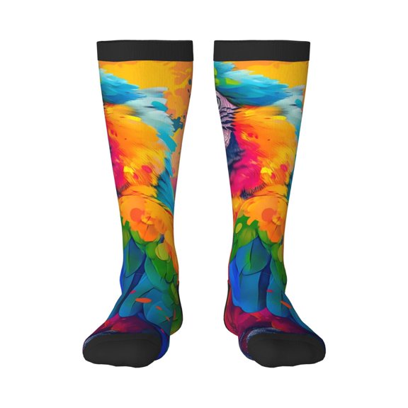 Haiem Colorful Parrot Jungle Dream A Socks, Funny Novelty Crazy Design Cotton Socks Sports Socks Knee High Socks For Men, Women,1Pairs - Gift For Working Friends