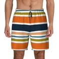 thumbnail image 1 of Haiem Colorful Pastel Stripes Mens Swim Trunks with Compression Liner 2 in 1 Swimming Shorts Stretch Swimwear Quick Dry,Board Shorts-Large, 1 of 9