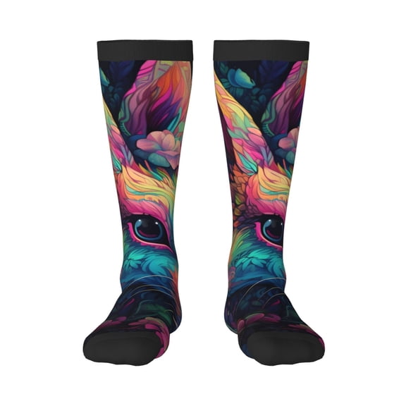 Haiem Colorful Patterned Rabbit Socks, Funny Novelty Crazy Design Cotton Socks Sports Socks Knee High Socks For Men, Women,1Pairs - Gift For Working Friends