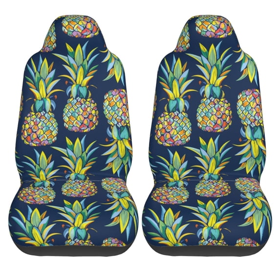 Haiem Colorful Pineapples Printed Car Seat Covers Set of 2, Universal Fit Car Seat Covers,Protective Seat Covers,Comfortable Car Seat Covers, Easy Installation Seat Covers, Vehicle Seat Covers