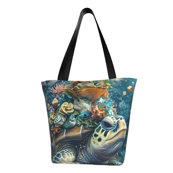 Haiem Colorful Plant Turtle Pattern Shoulder Bag - Durable and Spacious Tote Bag,Versatile Shopping Bag