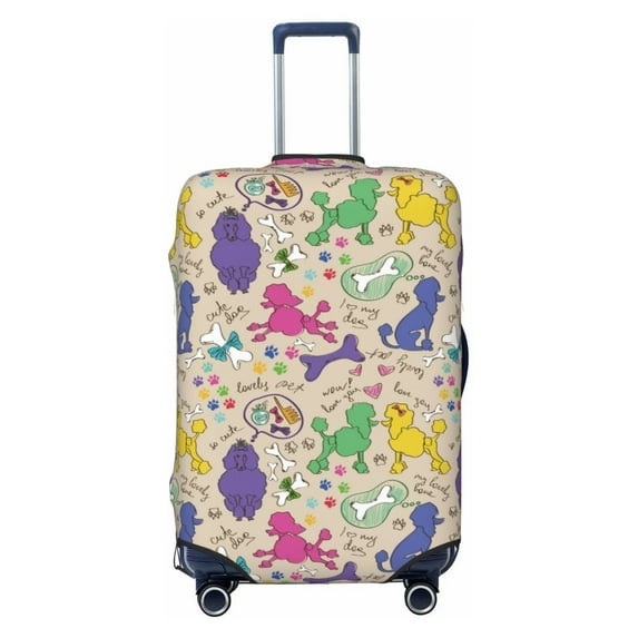Haiem Colorful Poodle Dog Luggage Cover Printed Suitcase Covers for Luggage Elastic Washable Suitcase Protector Fits 18-32 Inch Luggage-X-Large