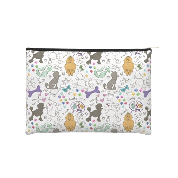 Haiem Colorful Poodle Dog Music Lover Merch Makeup Bag, Cosmetic Bag,Singer Fans Cosmetic Bag, Portable Stationary Storage Organizer, Travel Makeup Bag