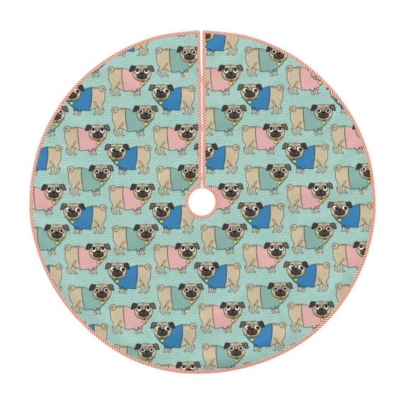 Haiem Colorful Pugs Pattern Christmas Tree Skirt Merry Christmas Party Christmas Tree Decoration,New Year Decorations-30"