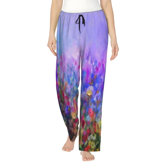 Haiem Colorful Purple Cosmos Flower Women's Pajama Pants Ultra Lightweight Pjs Bottoms Sleepwear Bottom Pants With Pocket Drawstring-X-Large