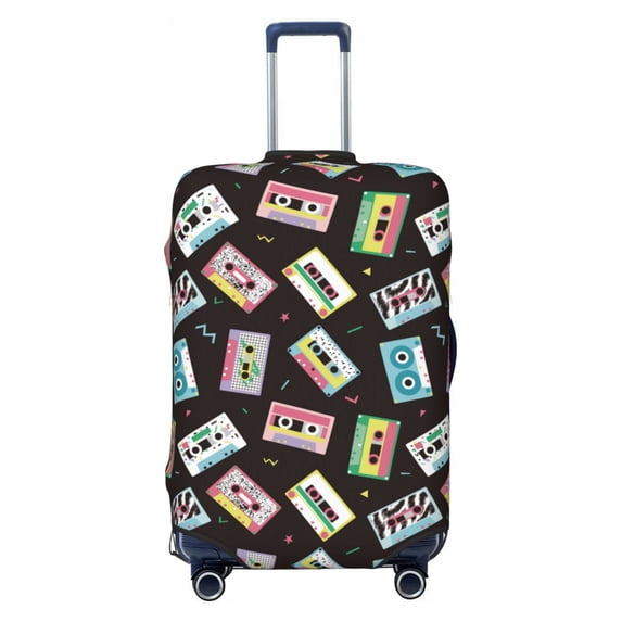 Haiem Colorful Retro Tape Luggage Cover Printed Suitcase Covers for Luggage Elastic Washable Suitcase Protector Fits 18-32 Inch Luggage-X-Large