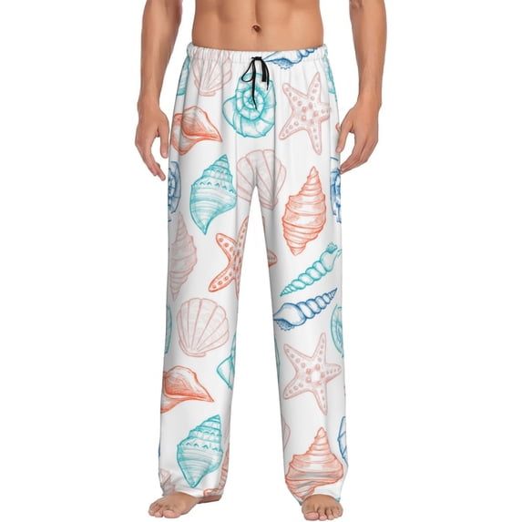 Haiem Colorful Seashells1 Men's Pajama Pants Ultra Lightweight Pjs Bottoms Sleepwear Bottom Pants with Pocket Drawstring-Medium