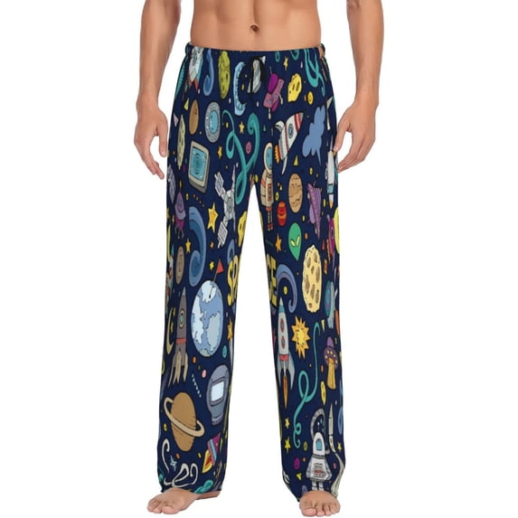 Haiem Colorful Space Men's Pajama Pants Ultra Lightweight Pjs Bottoms Sleepwear Bottom Pants with Pocket Drawstring-Small