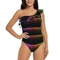 thumbnail image 1 of Haiem Colorful Sparkling Women's One Piece Swimsuits Tummy Control One Shoulder Bathing Suits Ruffle Swimwear-Medium, 1 of 8