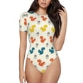 thumbnail image 1 of Haiem Colorful Squirrel Women's Crew Neck Short Sleeve Bodysuit Tops Stretchy Slim Basic-XX-Large, 1 of 9