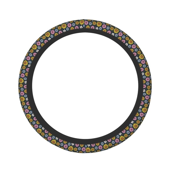 Haiem Colorful Sunflowers Print Steering Wheel Cover 15 Inches for Women Men, Neoprene Anti-Slip Cute Car Steering Wheel Grip Wrap Car Accessories Protective Case Cover for Vehicle Truck SUV