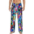 thumbnail image 1 of Haiem Colorful Tie Dye Stained Glass 2 Men's Pajama Pants Ultra Lightweight Pjs Bottoms Sleepwear Bottom Pants with Pocket Drawstring-X-Large, 1 of 9