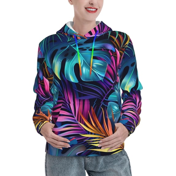 Haiem Colorful Tropical Leaves for Men's Fashion Hoodies & Sweatshirts with Kangaroo Pocket,Hooded Sweatshirt with Eye-catching Drawstrings-XX-Large