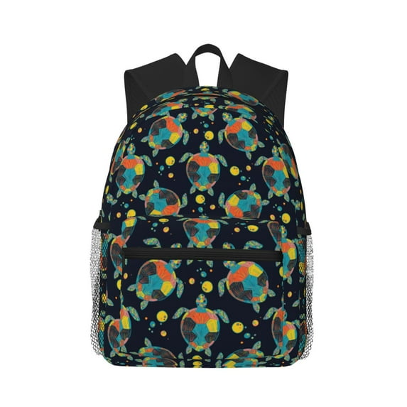 Haiem Colorful Turtles Lightweight Backpack for School, Classic Basic Water Resistant Casual Daypack for Travel with Bottle Side Pockets