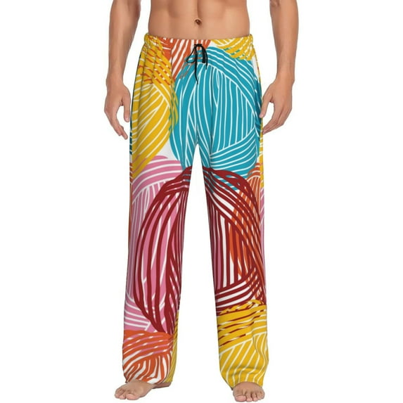Haiem Colorful Wool Balls Men's Pajama Pants Ultra Lightweight Pjs Bottoms Sleepwear Bottom Pants with Pocket Drawstring-Medium