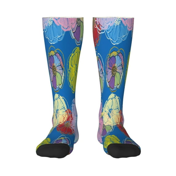 Haiem Colorful floral Funny Novelty Crazy Design Cotton Socks Sports Socks Knee High Socks For Men, Women,1Pairs - Gift For Working Friends