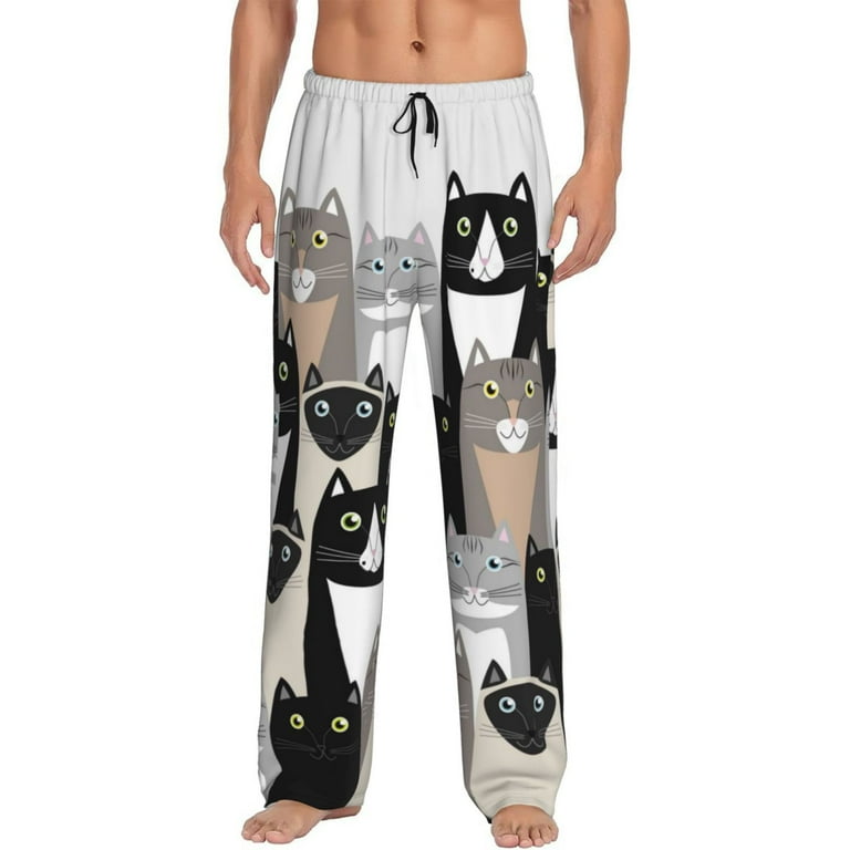 Mens pajama pants with cats on them sale