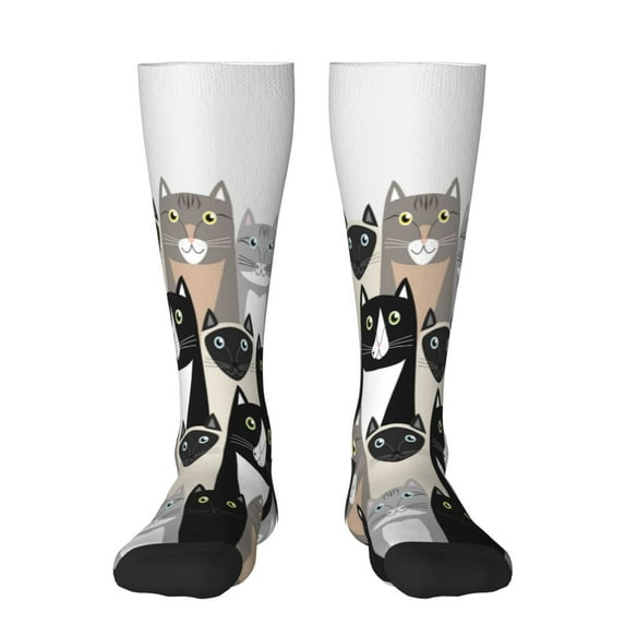 Haiem Colors Cats Socks, Funny Novelty Crazy Design Cotton Socks Sports Socks Knee High Socks For Men, Women,1Pairs - Gift For Working Friends