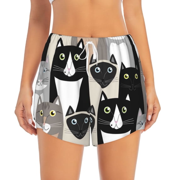 Haiem Colors Cats Women's 2 in 1 Running Shorts - Lightweight Athletic Workout Gym Yoga Breathable Sports Shorts Liner with Phone Pockets-XX-Large