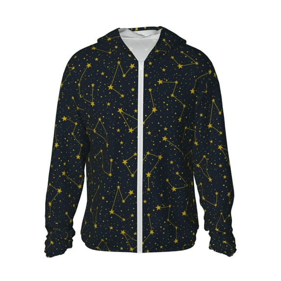 Haiem Constellation UPF 50+ Fishing Shirts for Men Long Sleeve UV Sun Protection Hoodie Non-Mask Outdoor Hiking Shirts