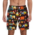 thumbnail image 1 of Haiem Construction Truck Mens Swim Trunks with Compression Liner 2 in 1 Swimming Shorts Stretch Swimwear Quick Dry,Board Shorts-Small, 1 of 9