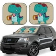 thumbnail image 1 of Haiem Cool Dino Playing Skateboard Windshield Sun Shade: Universal Foldable 2-Piece Car Front Window Sunshade - Blocks Uv Rays, And Reduces Heat,Essential Car Accessory Small, 1 of 7