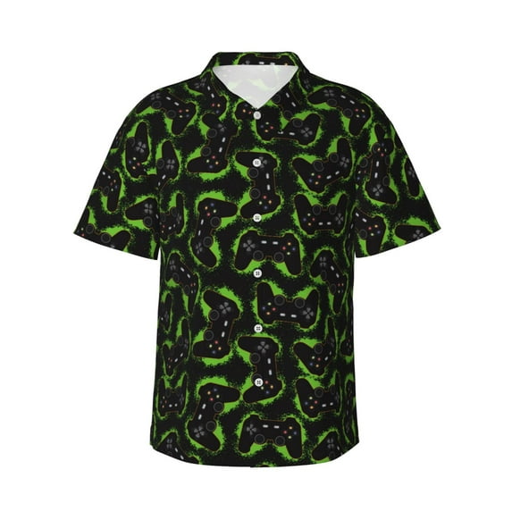 Haiem Cool Gamepad Printed Hawaiian Shirt for Men - Men’s Casual Beach Summer Shirts - Stretch Fabric with Modern Fit-3X-Large