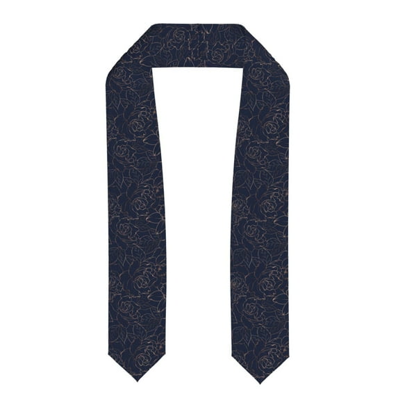 Haiem Copper-Gold Gloss Outline Navy Dark Blue Pattern Graduation Stole 2024 | Premium Satin Sash for Graduation Ceremony