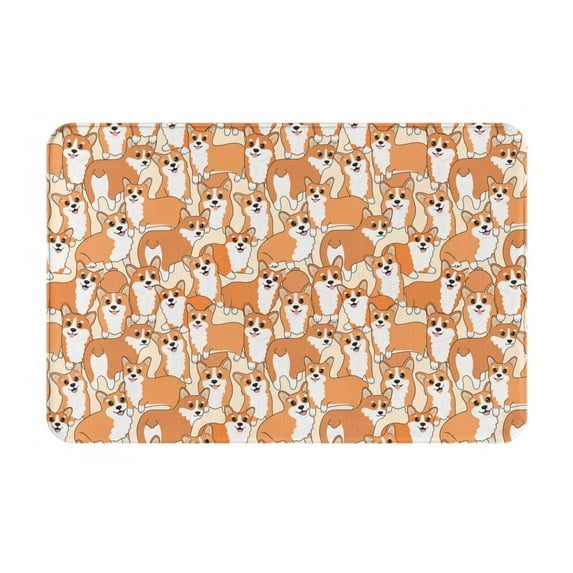 Haiem Corgi Animal Front Door Mat Indoor Outdoor Entrance, Waterproof All-Season, All-Weather Doormat, Durable Flannel Fabric, Fade Resistant, Low Profile, 16x24in