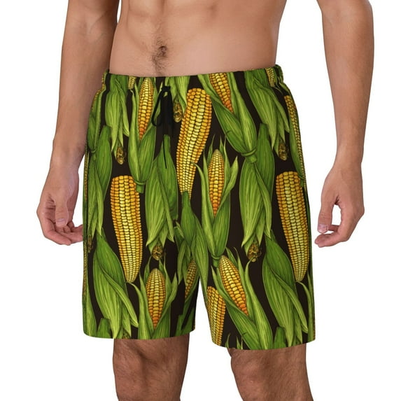 Haiem Corn 2 Mens Swim Trunks with Compression Liner 2 in 1 Swimming Shorts Stretch Swimwear Quick Dry,Board Shorts-