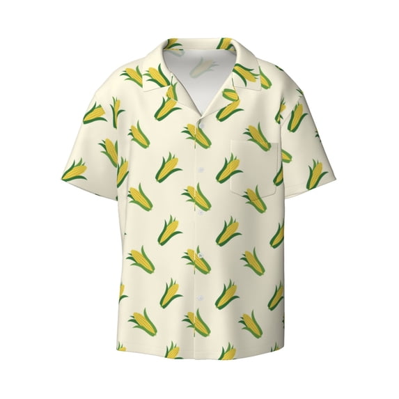 Haiem Corn Men's Casual Shirts Short Sleeve Button Down Shirts Fashion Textured Summer Beach Shirt-Small