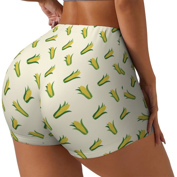 Haiem Corn No Front Seam Biker Shorts for Women Yoga Workout Gym Bike Shorts with Tummy Control Moisture-Wicking-