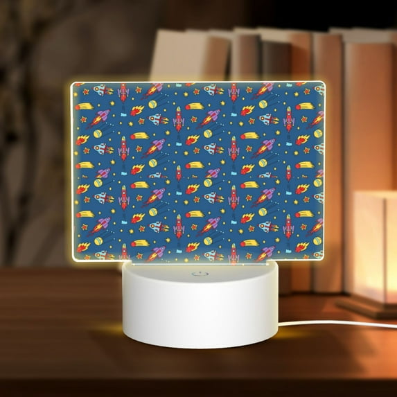 Haiem Cosmos Rockets Pattern Acrylic Night Light Gift with 3 Color ModesTouch-Sensitive LED Lamp Perfect Gift for Mother's Day, Birthday, or Christmas